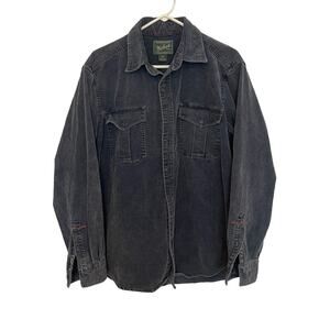 Woolrich Men's Corduroy Blue Button Down Shirt Pockets Large